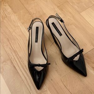 French Connection Black Patent Slingback Heels